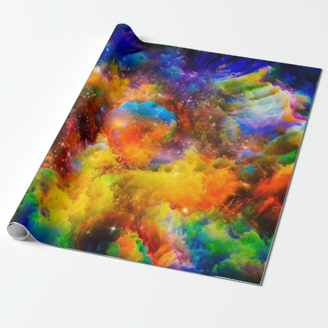 Creative arrangement of fractal elements, lights a wrapping paper (Unrolled)