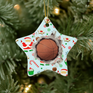 Creative Basketball Christmas Ceramic Tree Decoration
