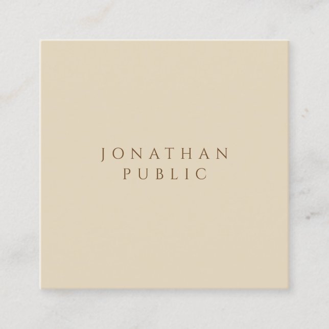 Creative Beige Simple Template Minimalist Modern Square Business Card (Front)