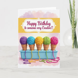 Creative Birthday Yarn Cone Card