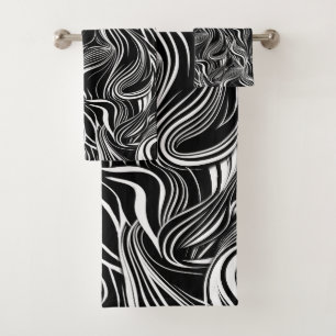 Creative Black and White Seamless Abstracts Bath Towel Set