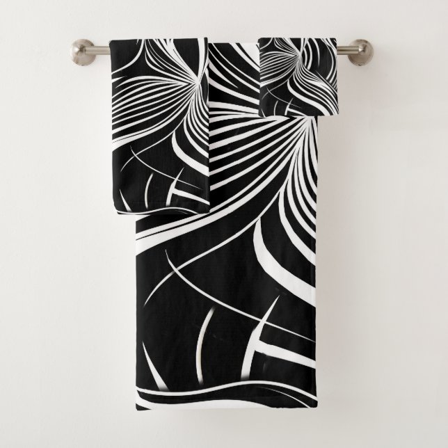Creative Black and White Seamless Abstracts Bath Towel Set (Insitu)