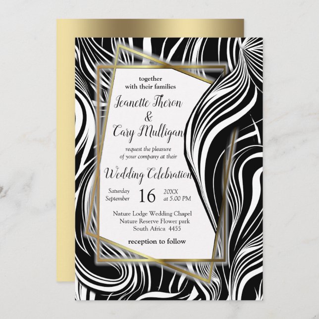 Creative Black and White Seamless Abstracts Invitation (Front/Back)