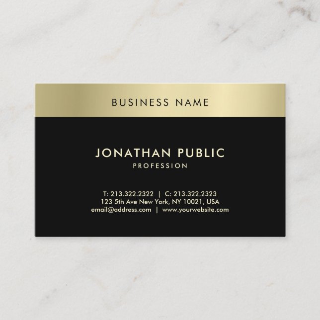 Creative Black Gold Design Professional Template Business Card (Front)