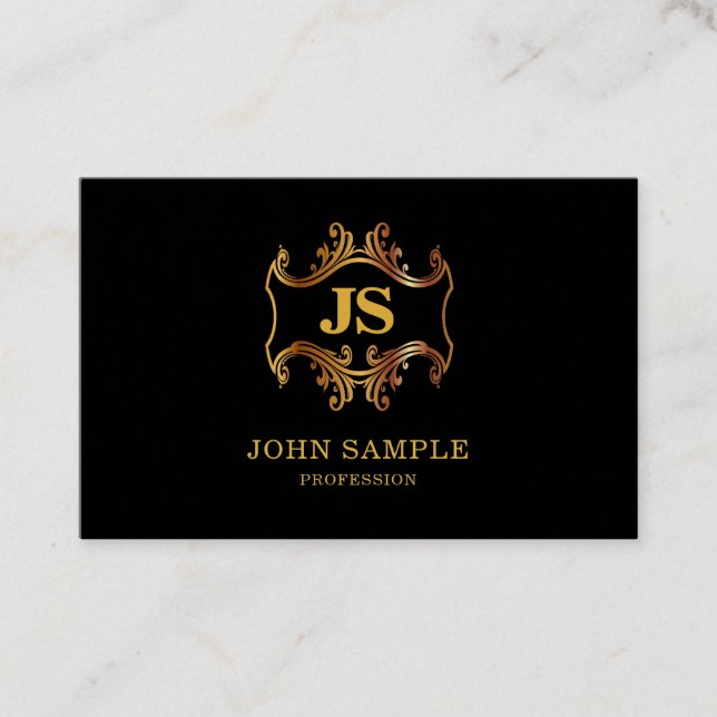 Creative Black Gold Luxury Professional Attractive Business Card (Front)