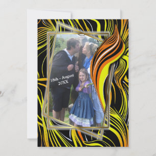 Creative Black, Orange & White Seamless Abstracts Invitation