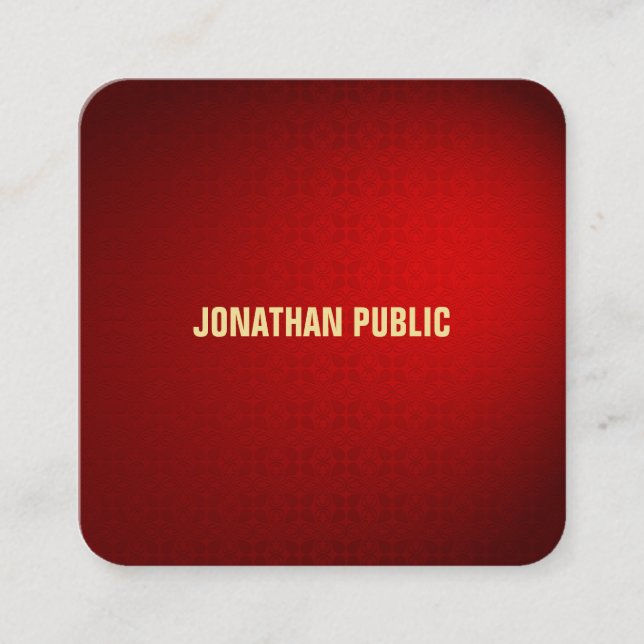 Creative Black Red Damask Design Luxury Template Square Business Card (Front)