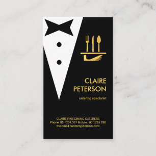 Creative Black Tuxedo Gold Butler Boutonniere Business Card