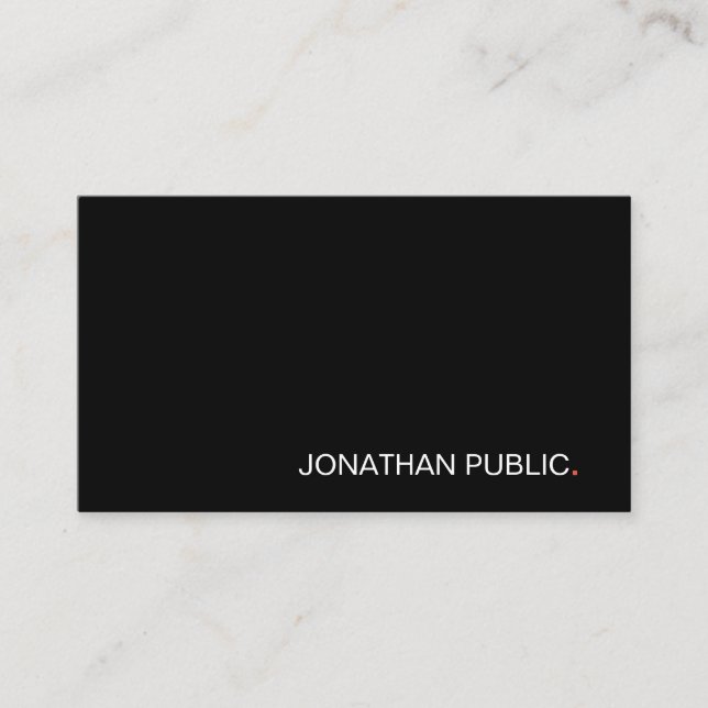 Creative Black White Red Modern Minimalist Plain Business Card (Front)