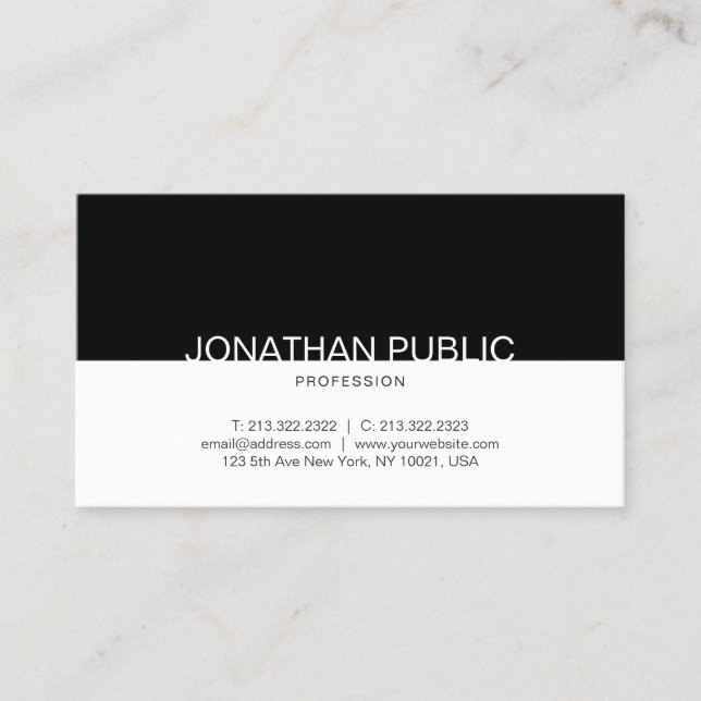 Creative Black White Simple Design Professional Business Card (Front)
