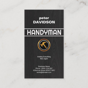 Creative Black Wood Grain Handyman Signage Business Card