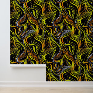 Creative Black,Yellow & Orange Seamless Abstracts Wallpaper