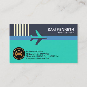 Creative Blue Airplane Runway Airport Taxi Business Card