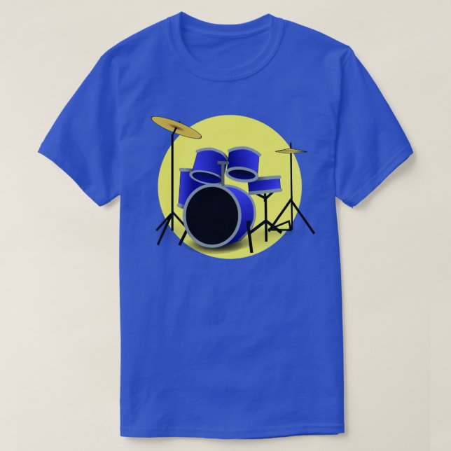 CREATIVE BLUE DRUM SET AND YELLOW CIRCLE T-Shirt (Design Front)