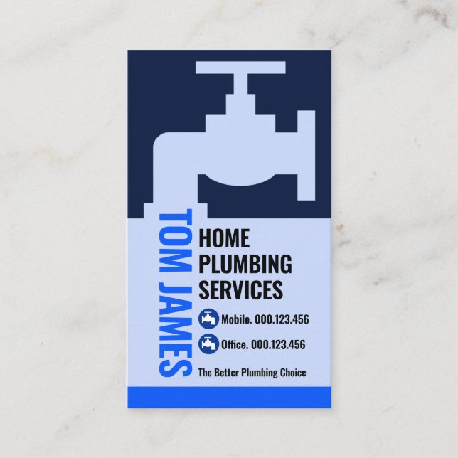 Creative Blue Faucet Plumbing Leaking Business Card (Front)