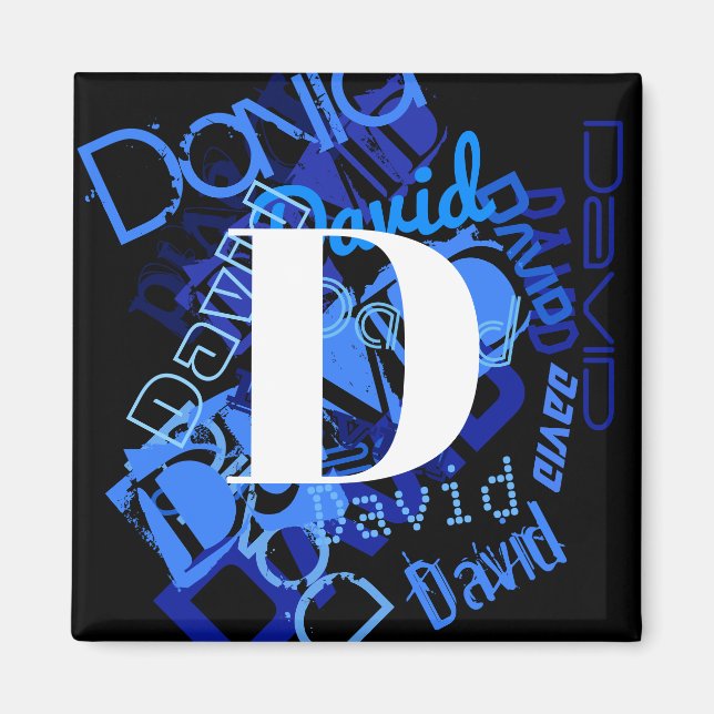 Creative Blue Monogram Magnet (Front)