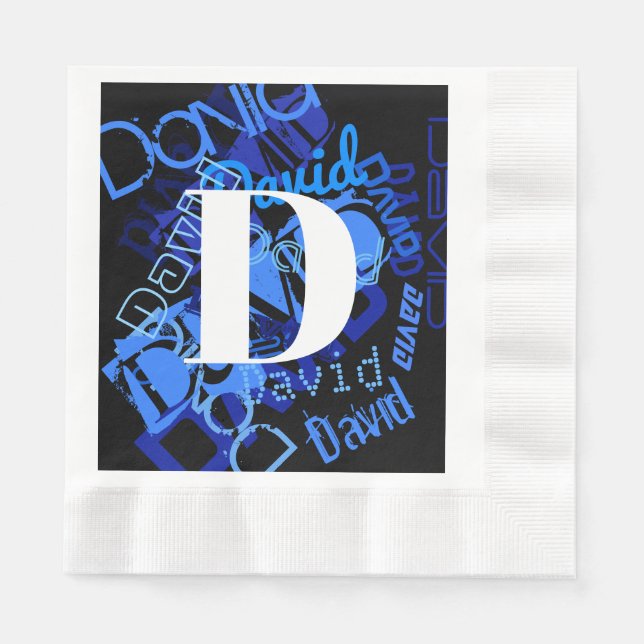 Creative Blue Monogram Napkin (Front)