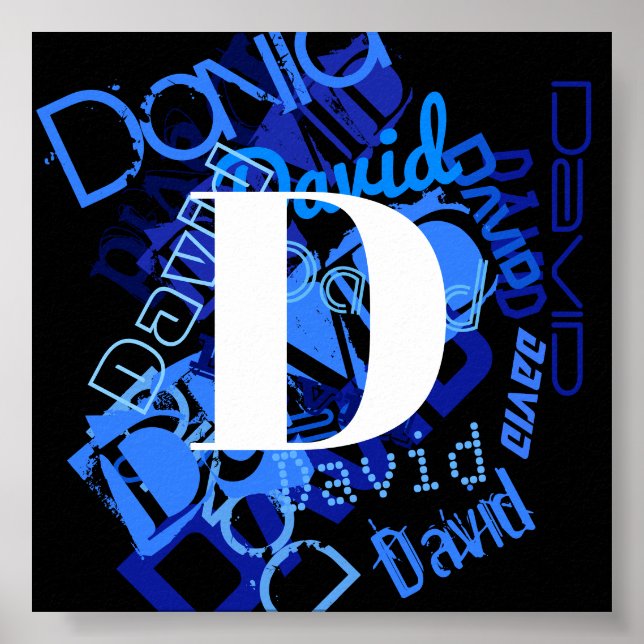 Creative Blue Monogram Poster (Front)