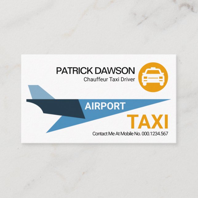 Creative Blue Sky Jet Aeroplane Airport Taxi Business Card (Front)