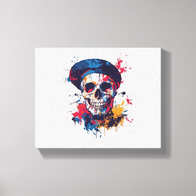Creative Bones – Funny Artist Skull Canvas Print (Front)