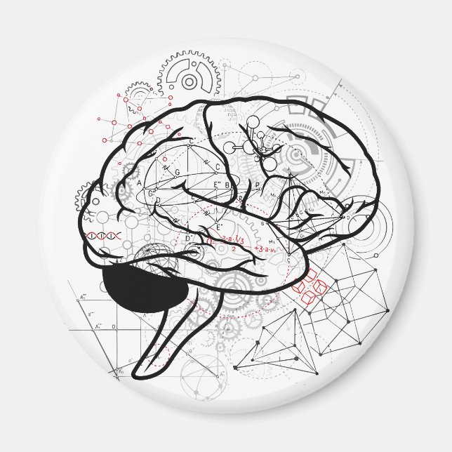 Creative Brain Artwork With Science Theme Magnet (Front)