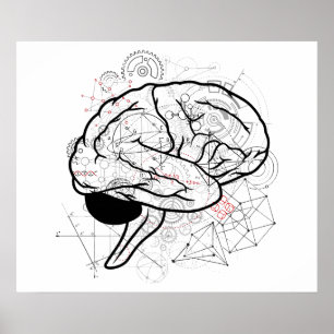 Creative Brain Artwork With Science Theme Poster