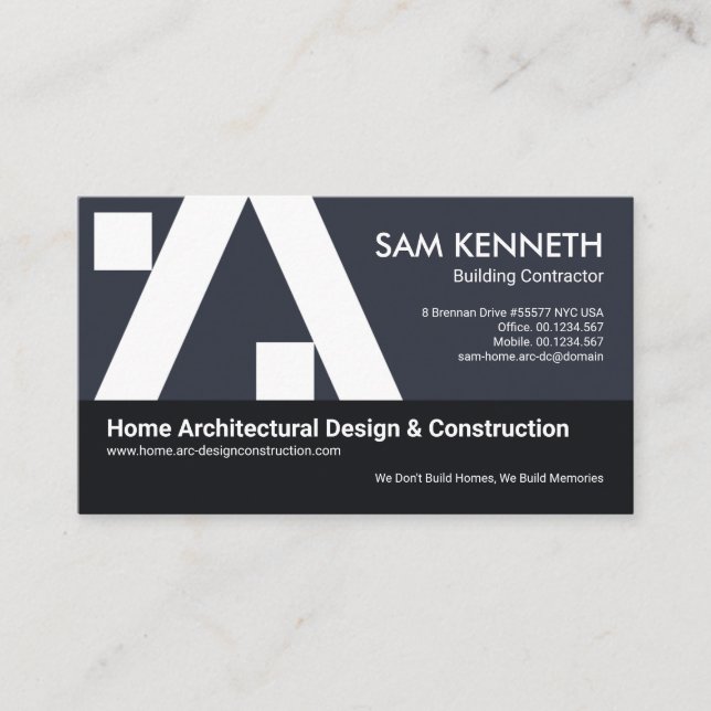Creative Building A-Frame Construction Builder Business Card (Front)
