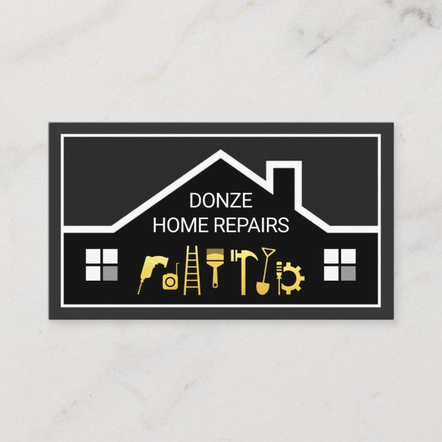 Creative Building Frame Handyman Tools Business Card (Front)