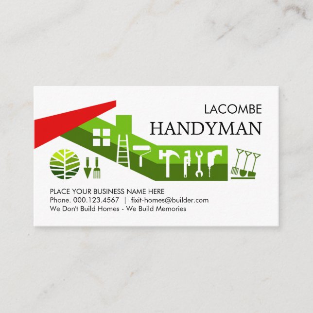 Creative Building Home Landscape Handyman Tools Business Card (Front)
