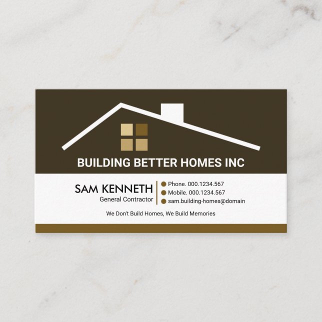 Creative Building Roof Professional Construction Business Card (Front)