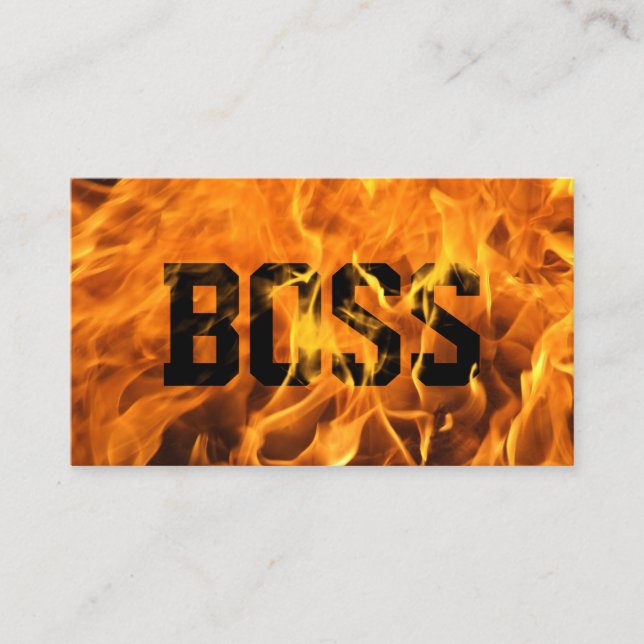 Creative Burning Fire Bold Typography Boss Business Card (Front)