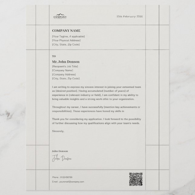 Creative Business Letter with Letterhead Design (Front)