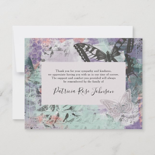 Creative Butterfly Funeral Memorial Thank You (Front)