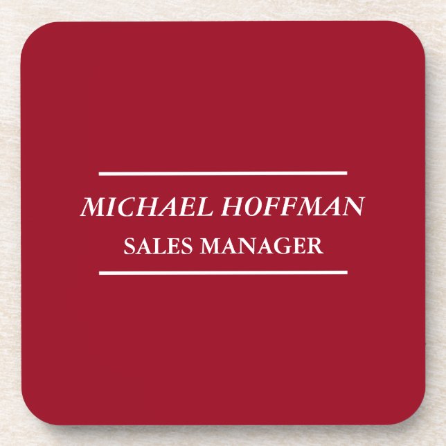 Creative Carmine Red Minimalist Classical Italic Coaster (Front)