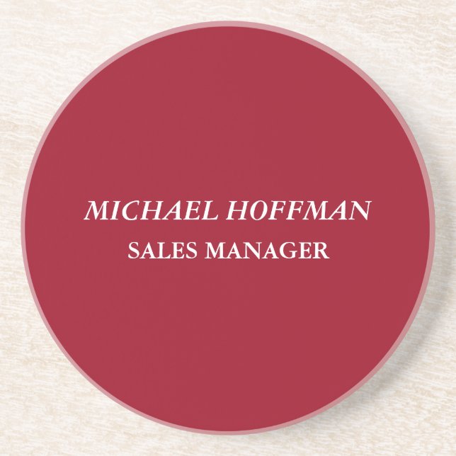 Creative Carmine Red Minimalist Classical Italic Coaster (Front)
