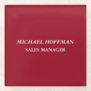 Creative Carmine Red Minimalist Classical Italic Glass Coaster