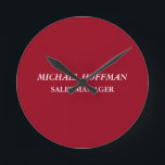 Creative Carmine Red Minimalist Classical Italic Round Clock<br><div class="desc">This template can be customised to meet all personal needs.</div>