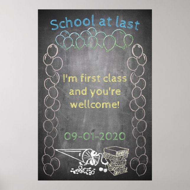 Creative Chalkboard School Illustration Poster (Front)