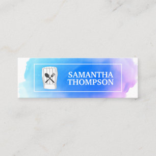 Creative Chef Cooking Utensils Watercolor Mini Business Card