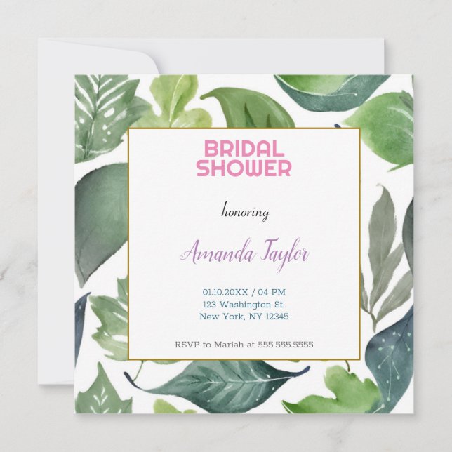 Creative Chic Floral Minimalist Bridal Shower Invitation (Front)
