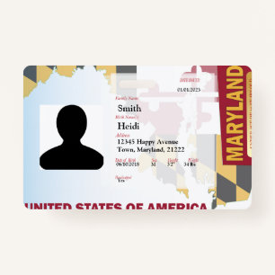 CREATIVE Child ID- Maryland Flag -RED ID Badge