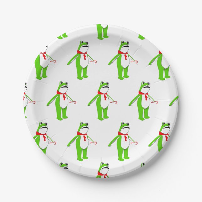 Creative Christmas Holiday Frog Paper Plate (Front)