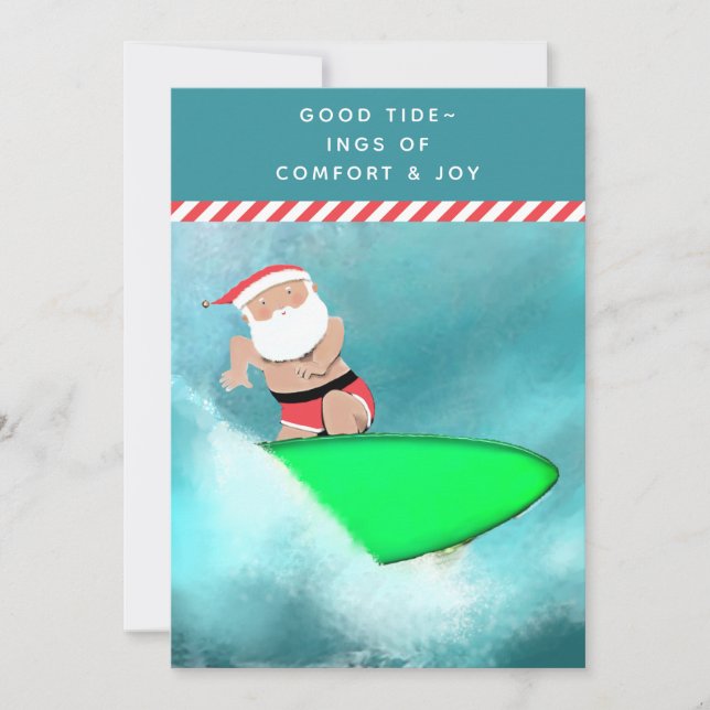 Creative Christmas Surfing Beach Holiday Card (Front)