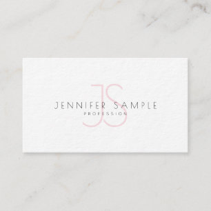 Creative Clean Plain Pink Monogram Modern Luxury Business Card