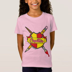 Creative Coat of Arms Screwball Graphics Pink T-Shirt