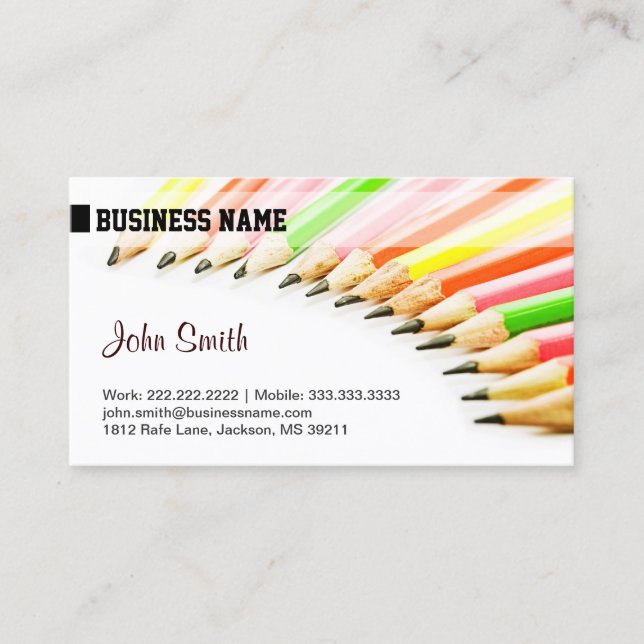 Creative Coloured Pencils Design Business Card (Front)