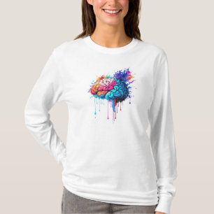 Creative Colourful Brain Splash Artwork T-Shirt