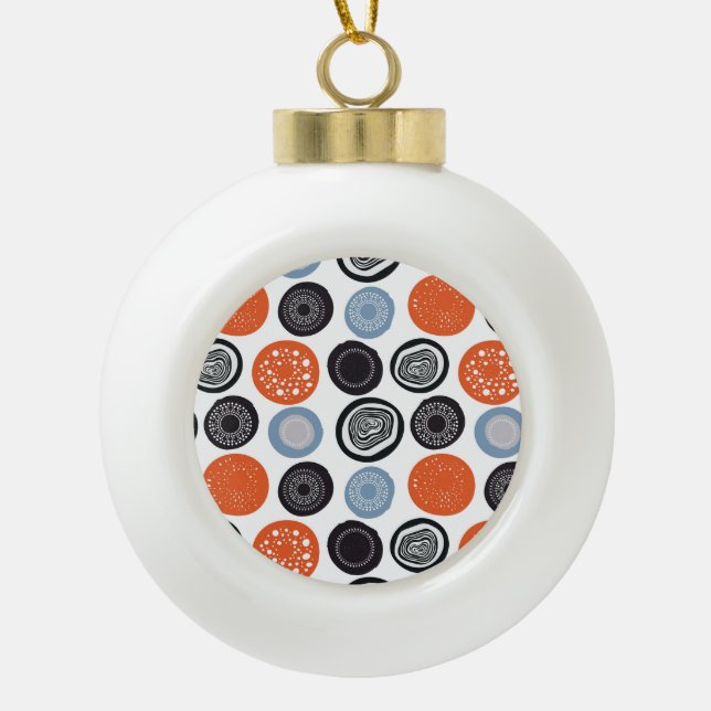 Creative, colourful geometric circle pattern. ceramic ball christmas ornament (Front)