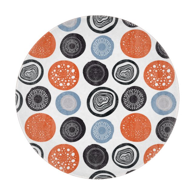 Creative, colourful geometric circle pattern. cutting board (Front)