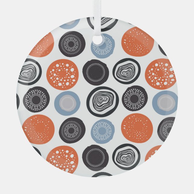 Creative, colourful geometric circle pattern. glass tree decoration (Front)